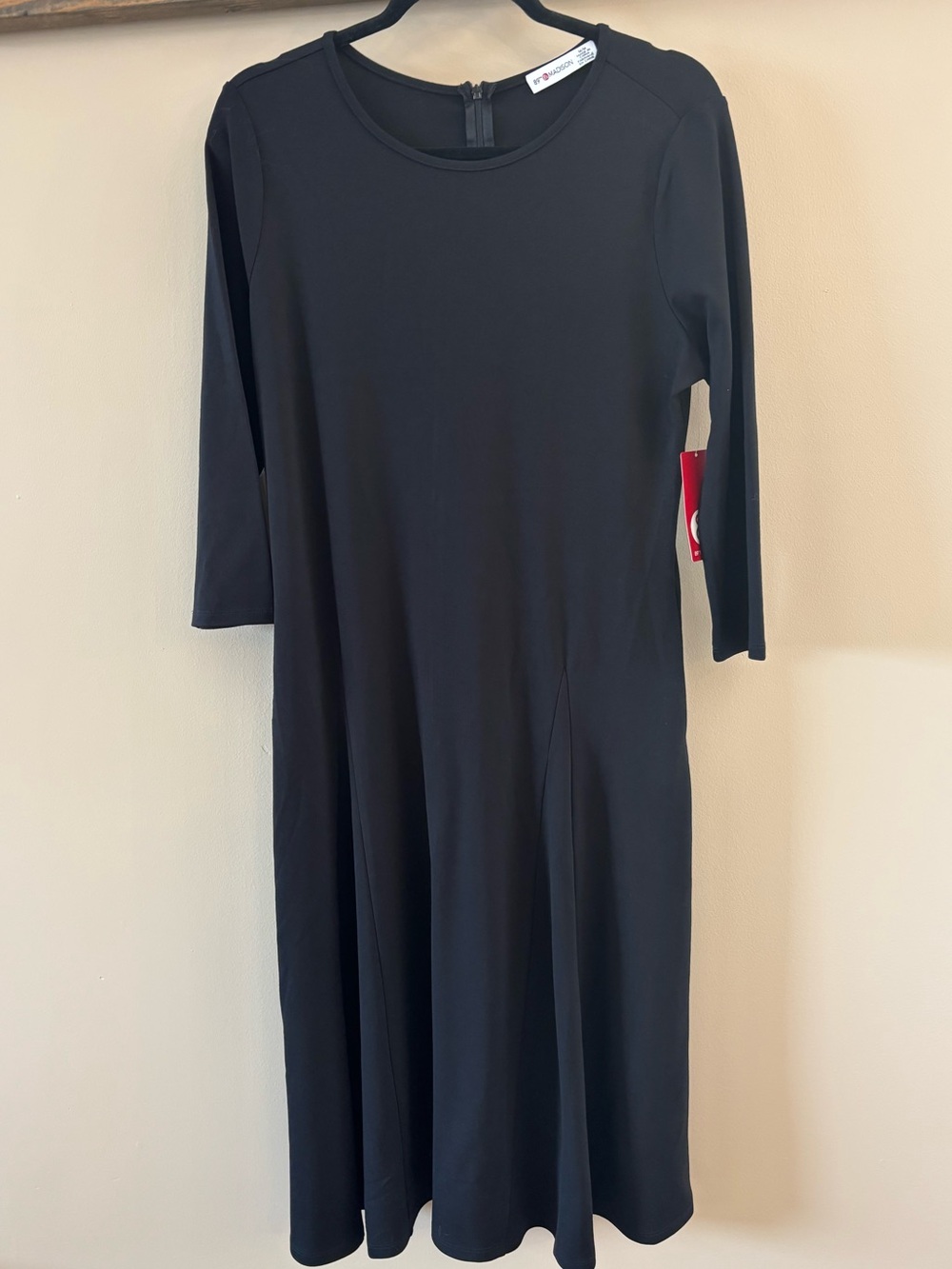 89th & Madison Black Long-Sleeve Fit-and-Flare Dress